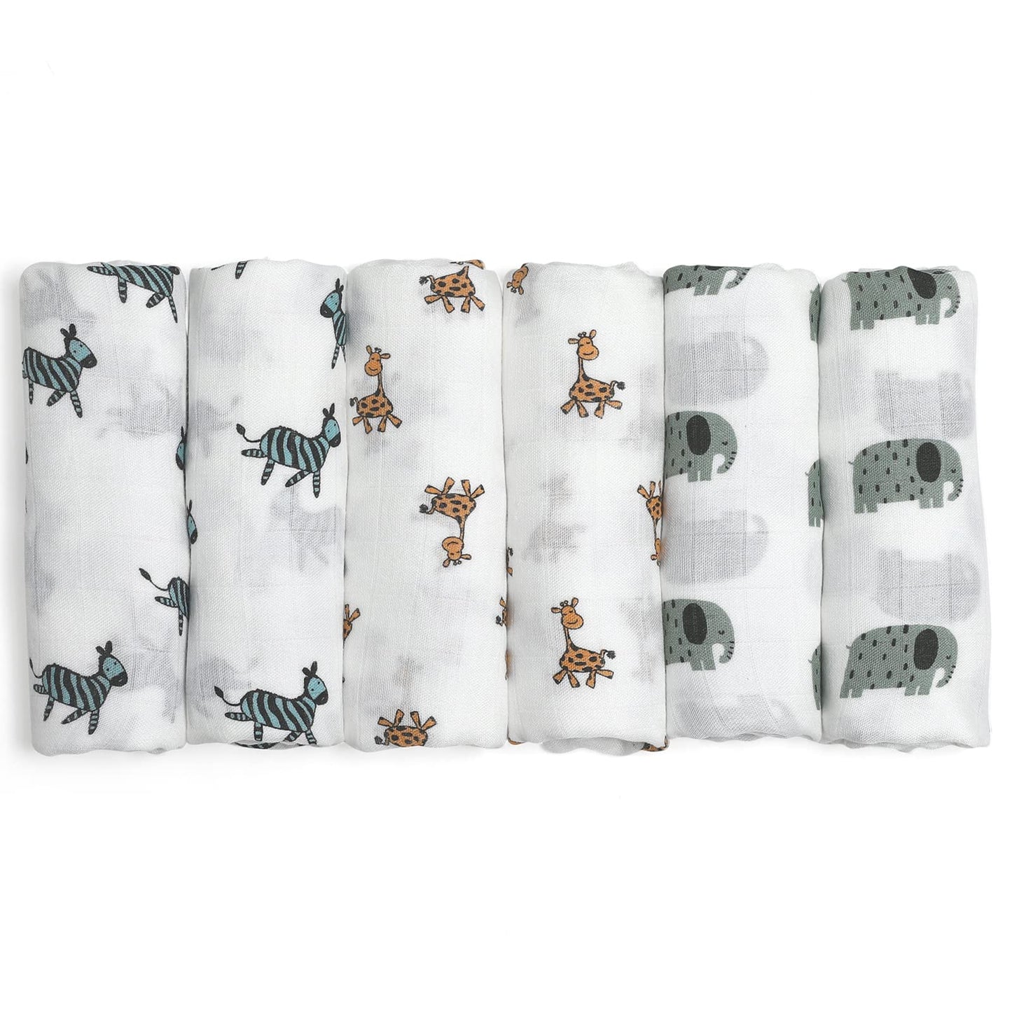 GLLQUEN Musselintücher für Babys, 6 Stück Spucktücher aus Baumwolle 70 cm x 70 cm, saugfähig und atmungsaktiv und ideal zum Reinigen, Abwischen und Abdecken von Neugeborenen