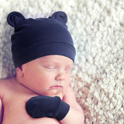 DRESHOW Newborn Baby Hat and Gloves Set Beanie Clothing Unisex Infant Hat Kindergarten Cap Baby Boys Girls 0-6 Months 