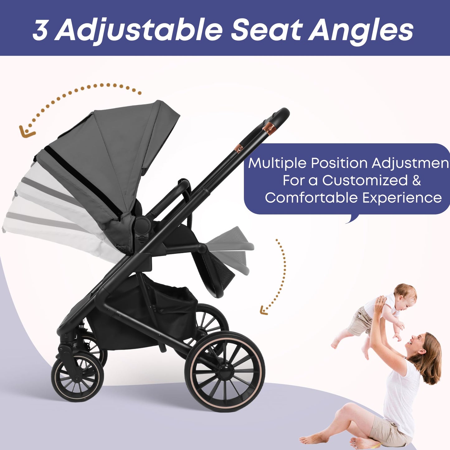 BabyVoyage Kombikinderwagen 2-in-1 ohne Babyschale – Babywanne & Sportsitz, Räder 360° Stoßdämpfer, Federung, höhenverstellbarer Griff, Faltbar, Zubehö-Grün