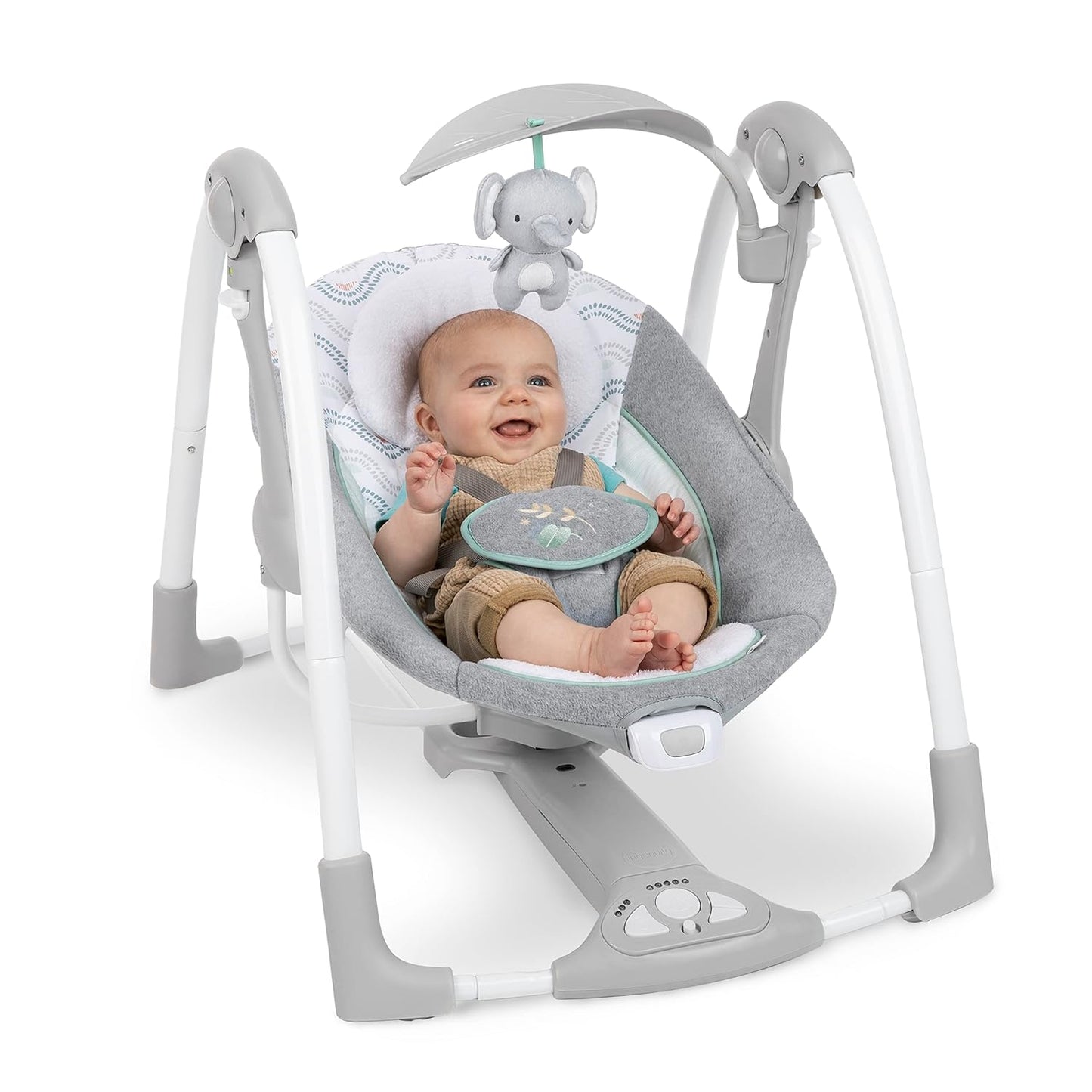 Ingenuity ConvertMe 2-in-1 Baby Swing & Rocker Baby Rocker Electric Portable Vibrations Nature Sounds 0-9 Months Max 9kg - Swell