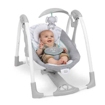 Ingenuity ConvertMe 2-in-1 Baby Swing & Rocker Baby Rocker Electric Portable Vibrations Nature Sounds 0-9 Months Max 9kg - Swell