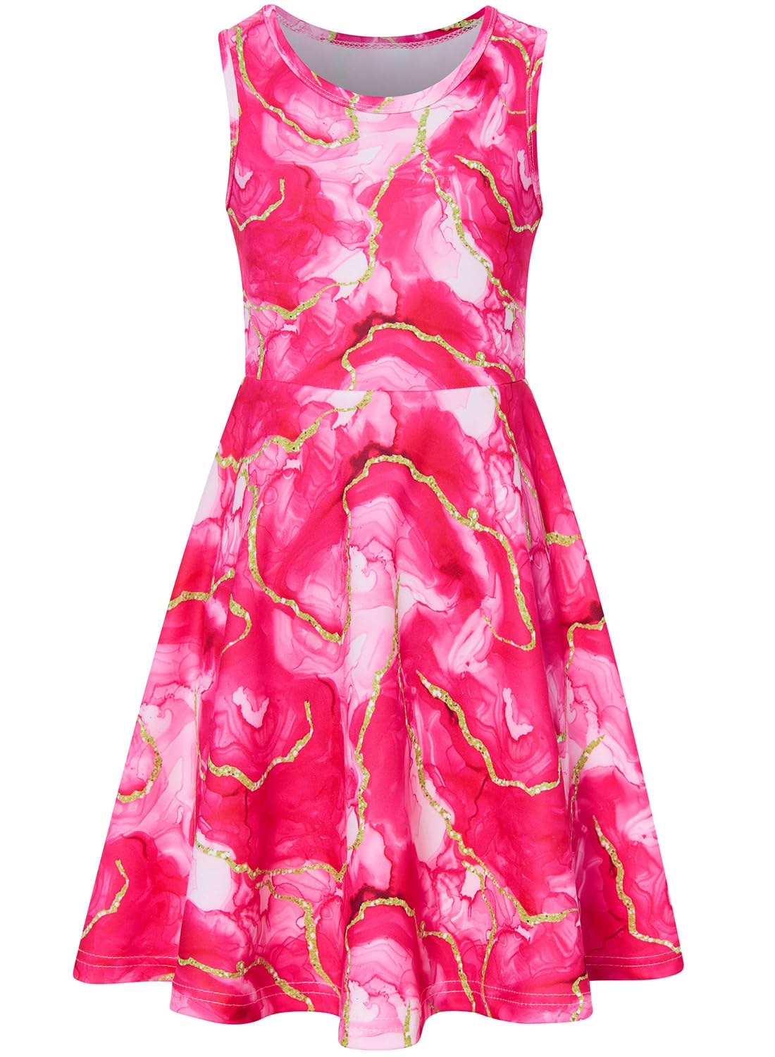 kids4ever Mädchen Kleid Ärmellos Sommerkleid Rundhals A-Linie Swing Kleid Meerjungfrau Galaxie Prinzessin Party Geburtstag 4-12 Jahre