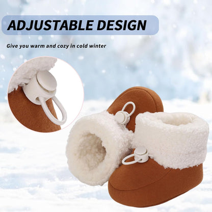 Baby Winter Shoes Warm Baby Shoes Winter Non-Slip Adjustable Newborn Snow Shoes First Walking Shoes Lined Thermal Fleece Crawling Shoes Slippers Winter Boots 0-18 Months 