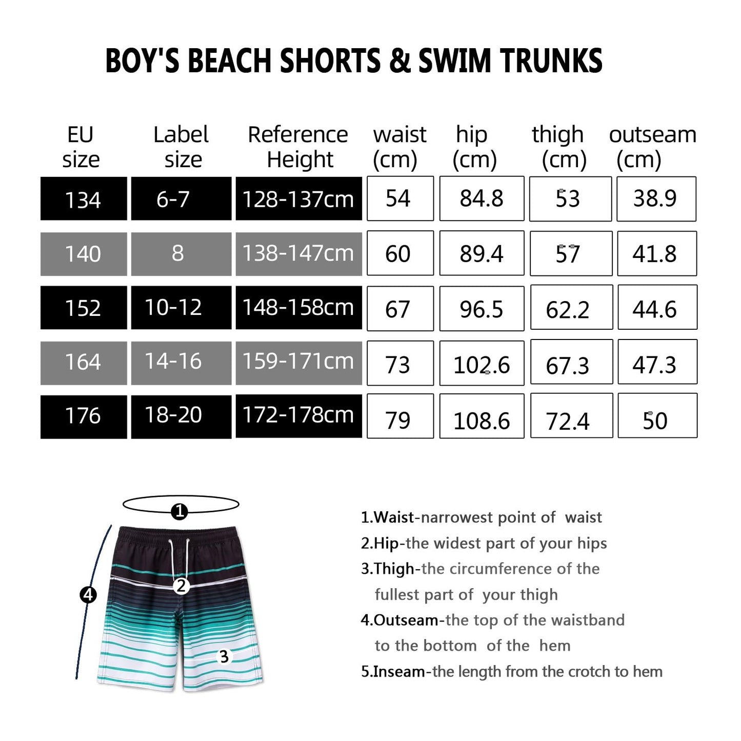 MEILONGER Badehose Jungen Badeshorts Schnelltrocknend Boardshorts mit Netzfutter Taschen und Verstellbarem Tunnelzug