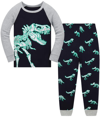 Jungen Pyjamas Dinosaurier Kinder Nachtwäsche Langarm Baumwolle Winter Weihnachten Pyjama Set Größe 92-152, 1-12 Jahre