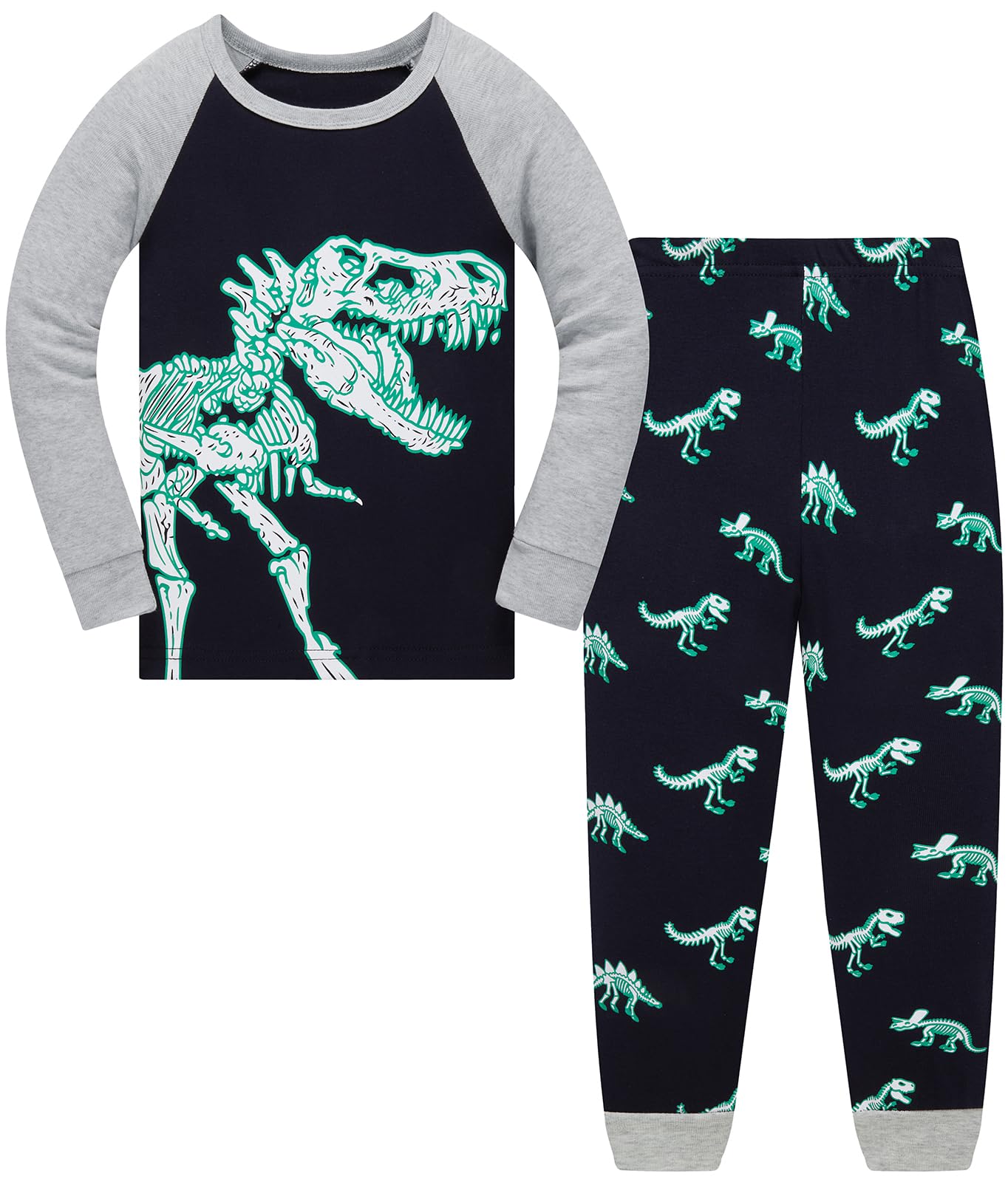 Jungen Pyjamas Dinosaurier Kinder Nachtwäsche Langarm Baumwolle Winter Weihnachten Pyjama Set Größe 92-152, 1-12 Jahre