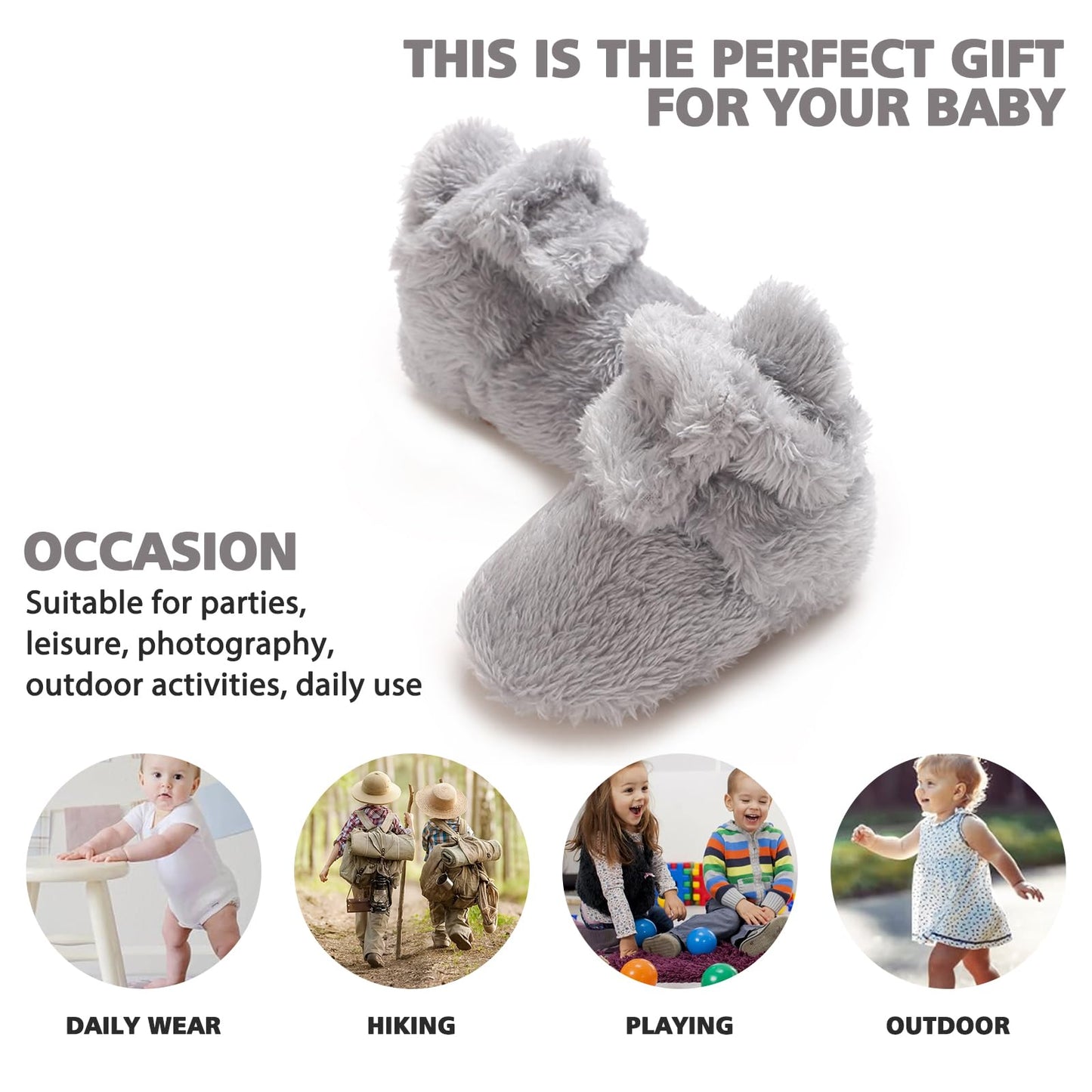 TMEOG Baby Winter Shoes Thermal Baby Shoes Crawling Shoes Fleece Baby Boots Non-Slip Warm Booties Baby Boots Lined Newborn Walk Shoes for Girls Boys 0-18 Months