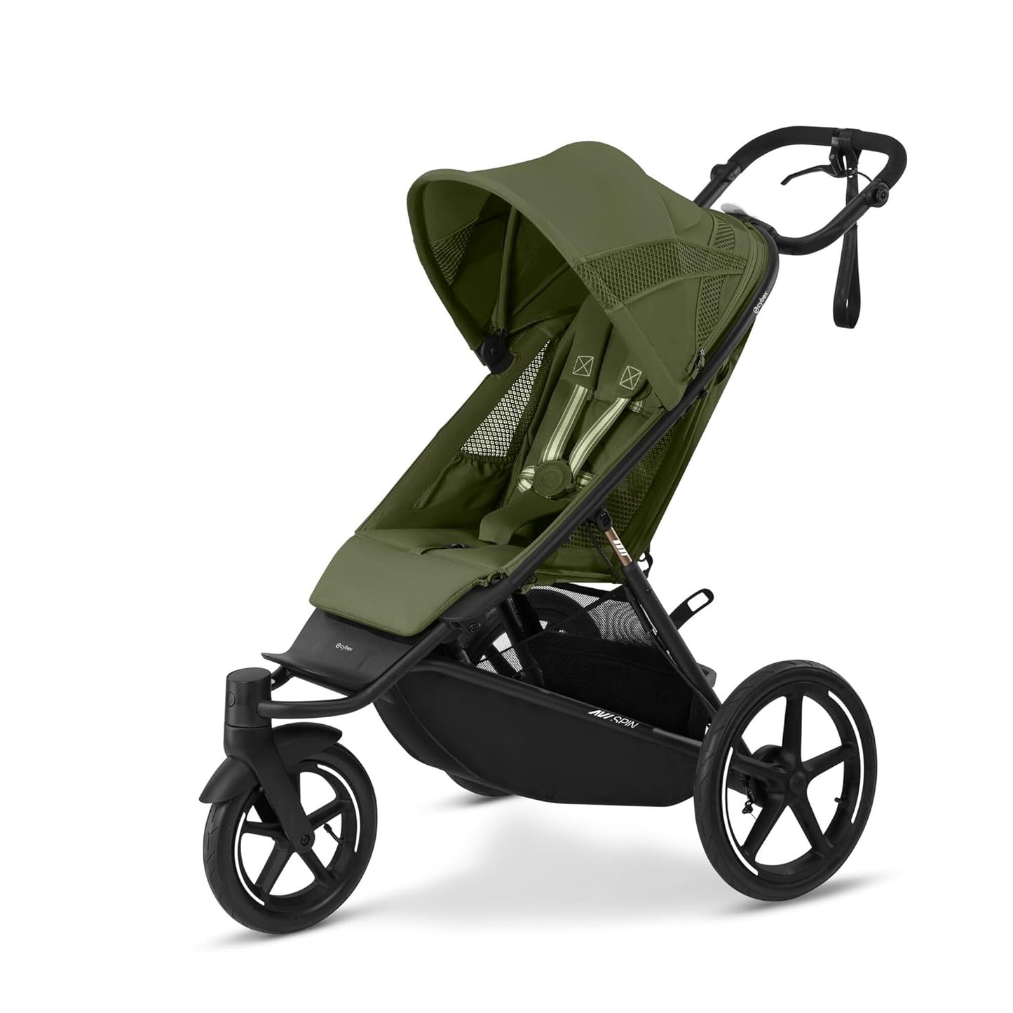 CYBEX Gold AVI SPIN Kinderwagen, Ab Geburt bis ca. 4 Jahre, Max. 111 cm und 22 kg, City-, All-Terrain-Kinderwagen, Moss Green