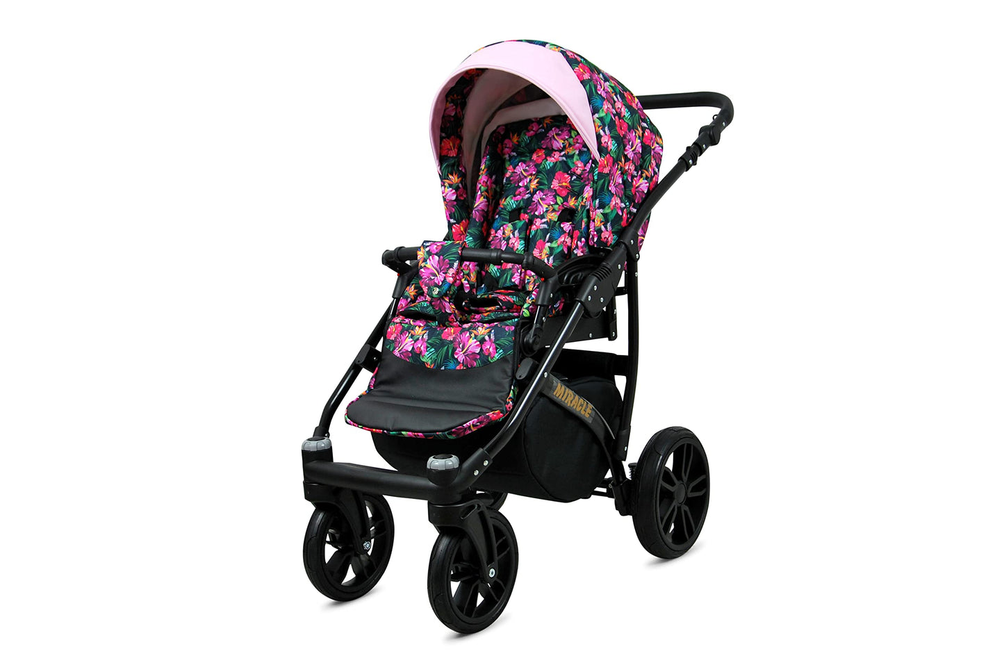 BabyLux Miracle 2-in-1 Baby Pushchair Deep and Pushchair with Accessories Adjustable and Foldable Aluminium Construction Waterproof Non-Removable Wheels Gold Leaf