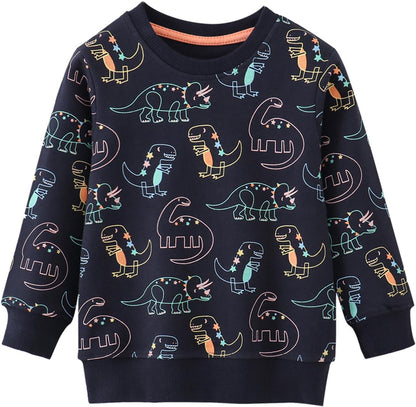 MUJOQE Jungen Sweatshirt Baumwolle Pullover Kinder Warme Langarm Shirt Activewear Tops 1-7 Jahre