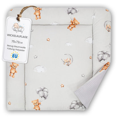 Wickelauflage Wickelunterlage aus Baumwolle 75x72 cm - Weich und waschbar Wickelunterlage für Babys Wickelmatte aus Stoff für Wickeltisch Wickelkommode oder Waschmaschine 75 x 72 Wilde Rose