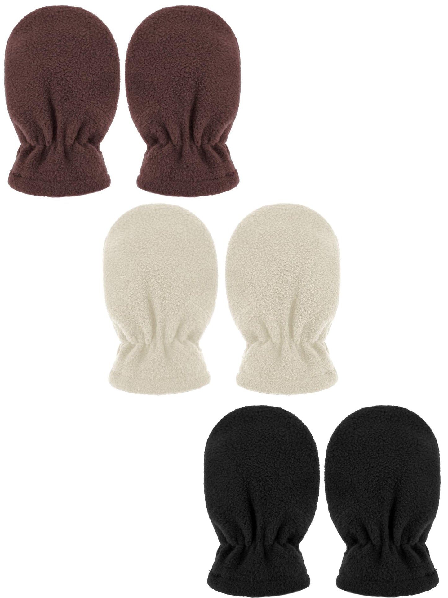 Boyiee 3 Pairs Newborn Baby and Toddler Winter Mittens Gloves Fleece