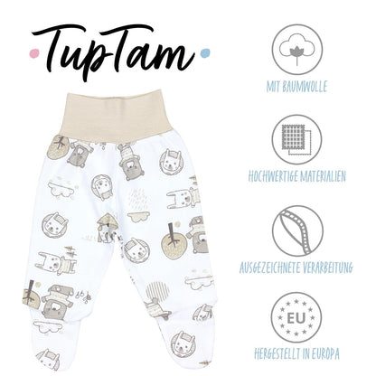 TupTam Pumphose Baby Jungen mit Fuß 3er Pack – Weiche Baby Hose aus Baumwolle mit Komfortbund