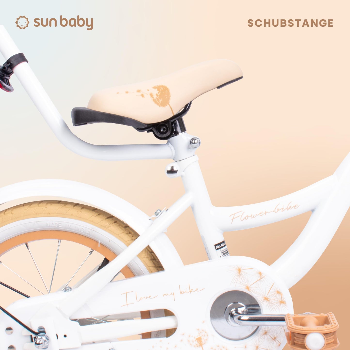 sun baby Mädchenfahrrad Flower Bike Radgröße zur Auswahl, mit Abnehmbarer Schubstange, Kinderfahrrad für Mädchen von 2 bis 6 Jahre