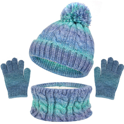 Children's Hat Scarf Gloves Set - 3-in-1 Winter Knitted Hat Scarf and Gloves Set for Children with Pom Pom Beanie, Neck Warmer & Mittens for Boys Girls Age 3-10 Years