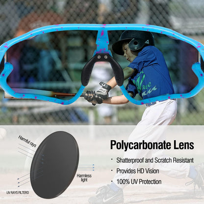 DUCO DK268 Children's Sunglasses Youth Baseball Sunglasses Lightweight TR90 Frame UV400 Sports Cycling Sunglasses for Boys Girls