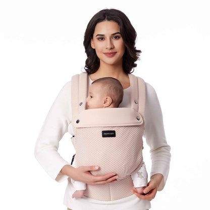 Momcozy Babytrage aus 100% Baumwolle – Baby Carrier für Kleinkind (3-24 Monate, 3,2-20 kg) · Ergonomische M-Position · X-Rücken · Taillengurt 64-127cm, Khaki