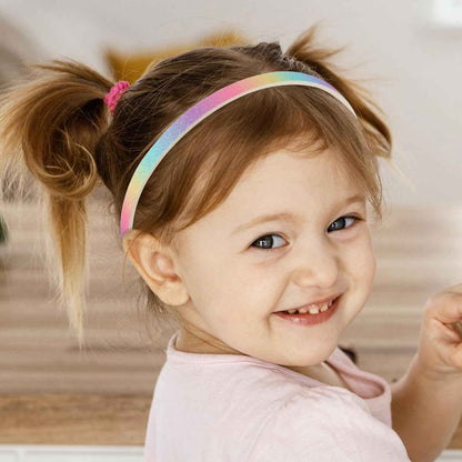 WLLHYF Pack of 4 Glitter Headbands, Colourful Hair Accessories, Plastic, Glittering, Cute, Non-Slip, Thick, Glittery, Confetti, Rainbow Hair Bands with Teeth for Little Girls (2 Gradient 2 Stars)