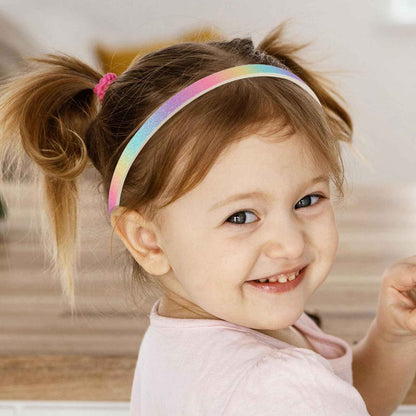 WLLHYF Pack of 4 Glitter Headbands, Colourful Hair Accessories, Plastic, Glittering, Cute, Non-Slip, Thick, Glittery, Confetti, Rainbow Hair Bands with Teeth for Little Girls (2 Gradient 2 Stars)