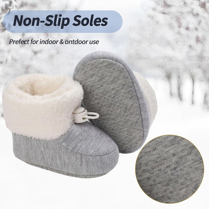Baby Winter Shoes Warm Baby Shoes Winter Non-Slip Adjustable Newborn Snow Shoes First Walking Shoes Lined Thermal Fleece Crawling Shoes Slippers Winter Boots 0-18 Months 