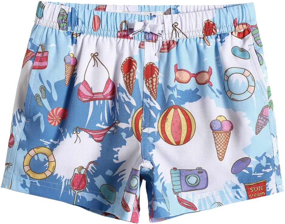 MaaMgic Jungens 4 Way Stretch Badehosen Schnelltrocknend Badeshorts mit Mesh-Futter Taschen und Verstellbarem Tunnelzug MEHRWEG