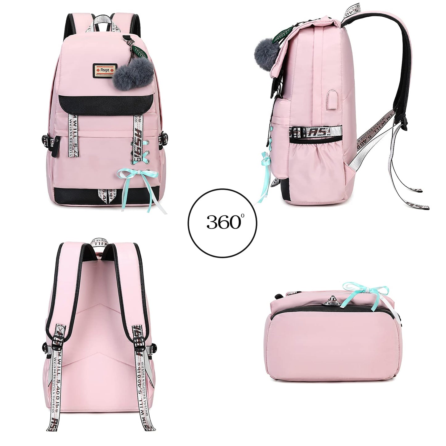Schulrucksack Mädchen Schulranzen mit Ergonomischem Design Schultasche Campus Backpack Nylon Wasserdicht Daypacks Damen Freizeitrucksack Teenager Rucksäcke Modisch Schule Bag