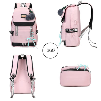 Schulrucksack Mädchen Schulranzen mit Ergonomischem Design Schultasche Campus Backpack Nylon Wasserdicht Daypacks Damen Freizeitrucksack Teenager Rucksäcke Modisch Schule Bag