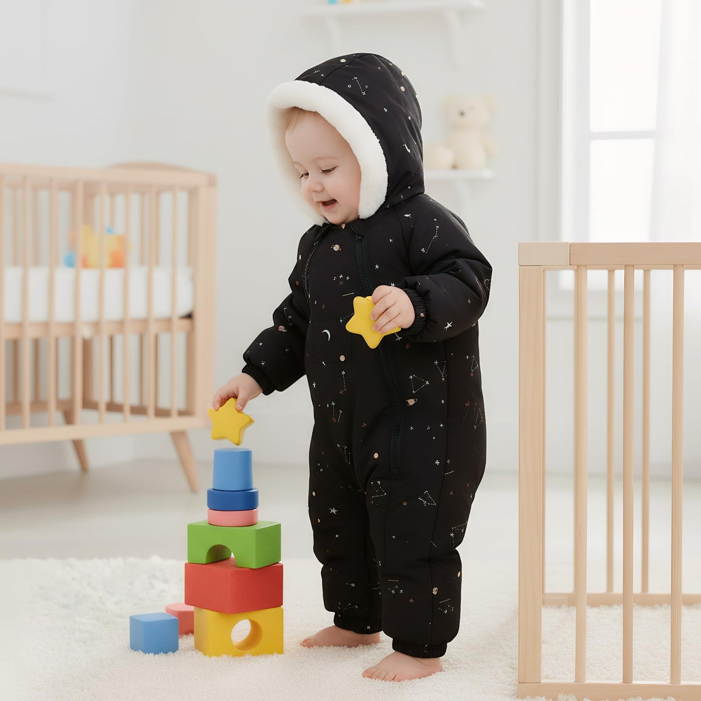 JiAmy Baby Snowsuit, Baby Boys Girls Winter Jumpsuit Romper Newborn Snow Overall for 0-24 Months