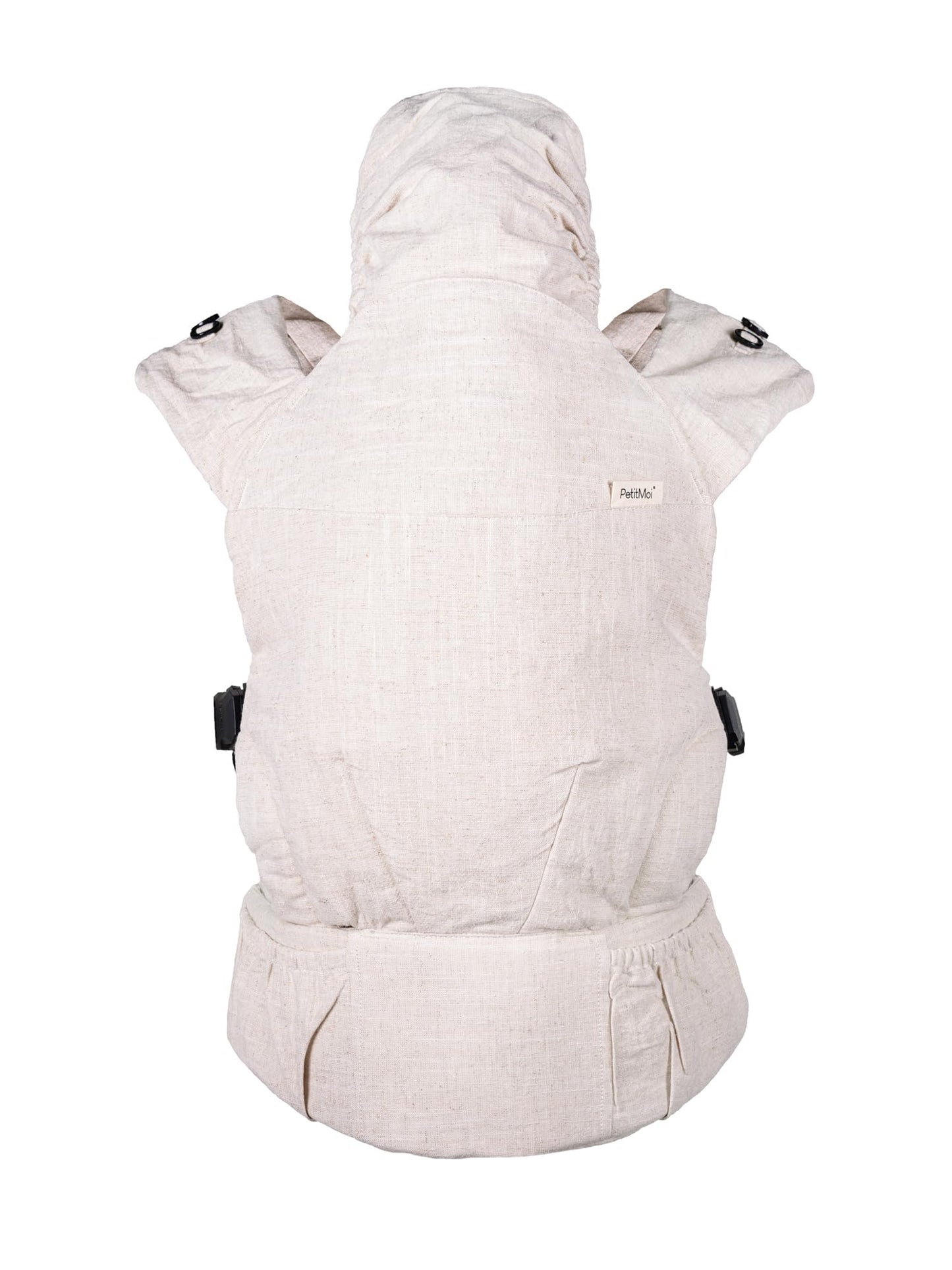 Petit Moi Première Babytrage Rucksack Halter ab 3,5 kg Neugeborene Kleinkinder Unisex speziell designt für aktive Väter und Mütter robuste atmungsaktive Baumwolle Leinen - écru - One Size