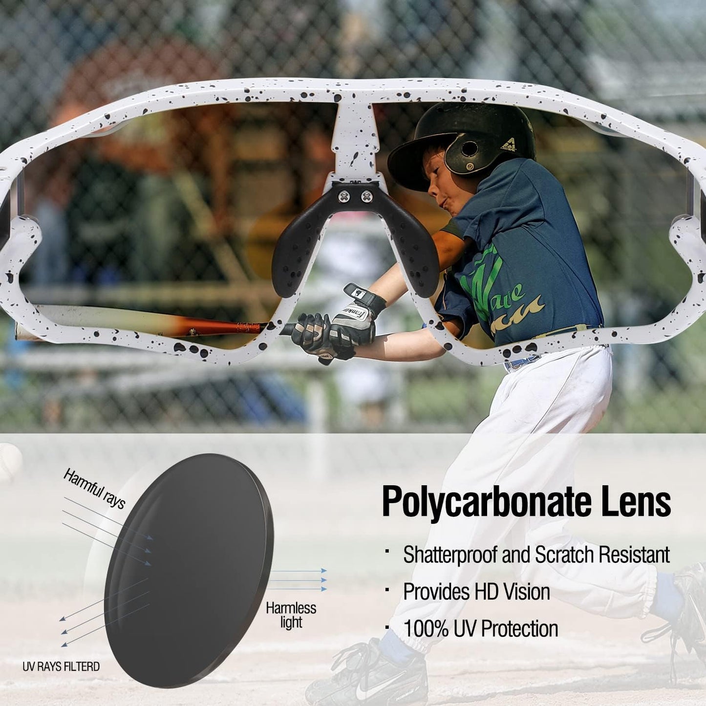 DUCO DK268 Children's Sunglasses Youth Baseball Sunglasses Lightweight TR90 Frame UV400 Sports Cycling Sunglasses for Boys Girls