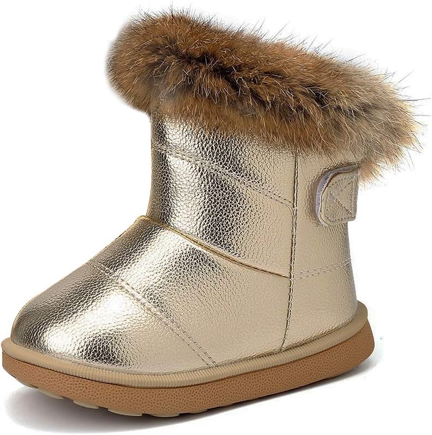 KVbabby Winter Shoes, Girls’ Warm Lined Winter Boots, Children's Ankle Boots, Waterproof Snow Boots, Soft Soles, Slip-On Boots