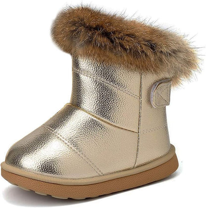 KVbabby Winter Shoes, Girls’ Warm Lined Winter Boots, Children's Ankle Boots, Waterproof Snow Boots, Soft Soles, Slip-On Boots