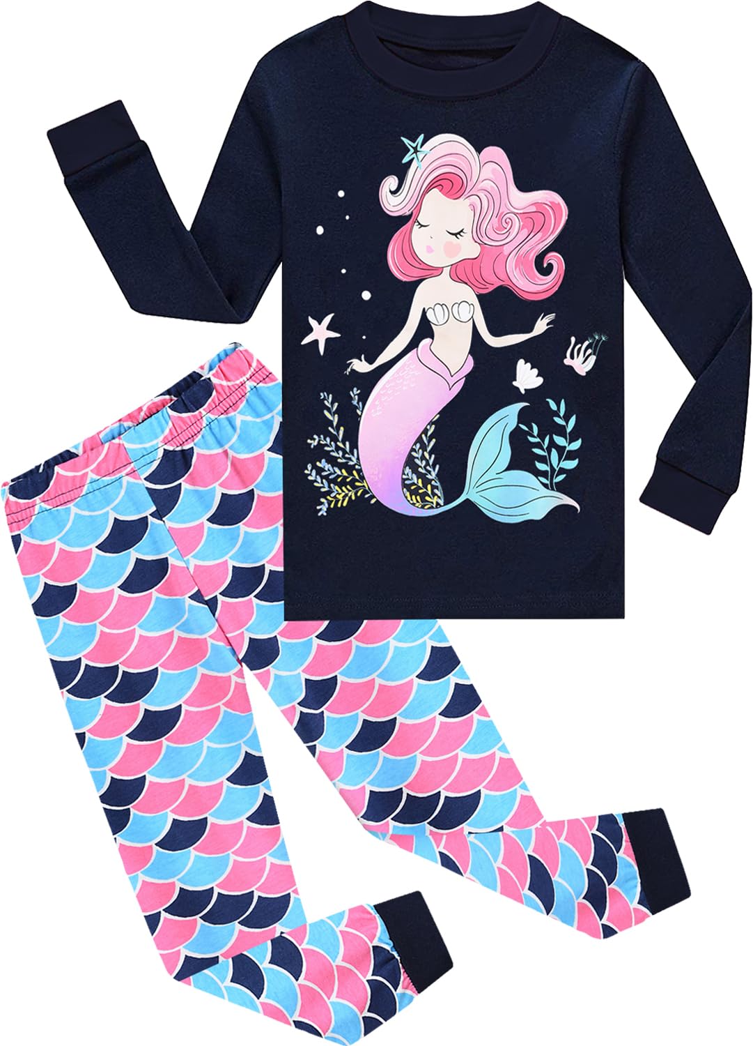 EULLA Children's Girls' Pyjamas Long Sleeve Cotton Winter Pyjama Set Unicorn Princess Dino Rabbit Owl Two Piece Sleepwear 1-10 Years 92 98 104 110 116 122 128 134 140