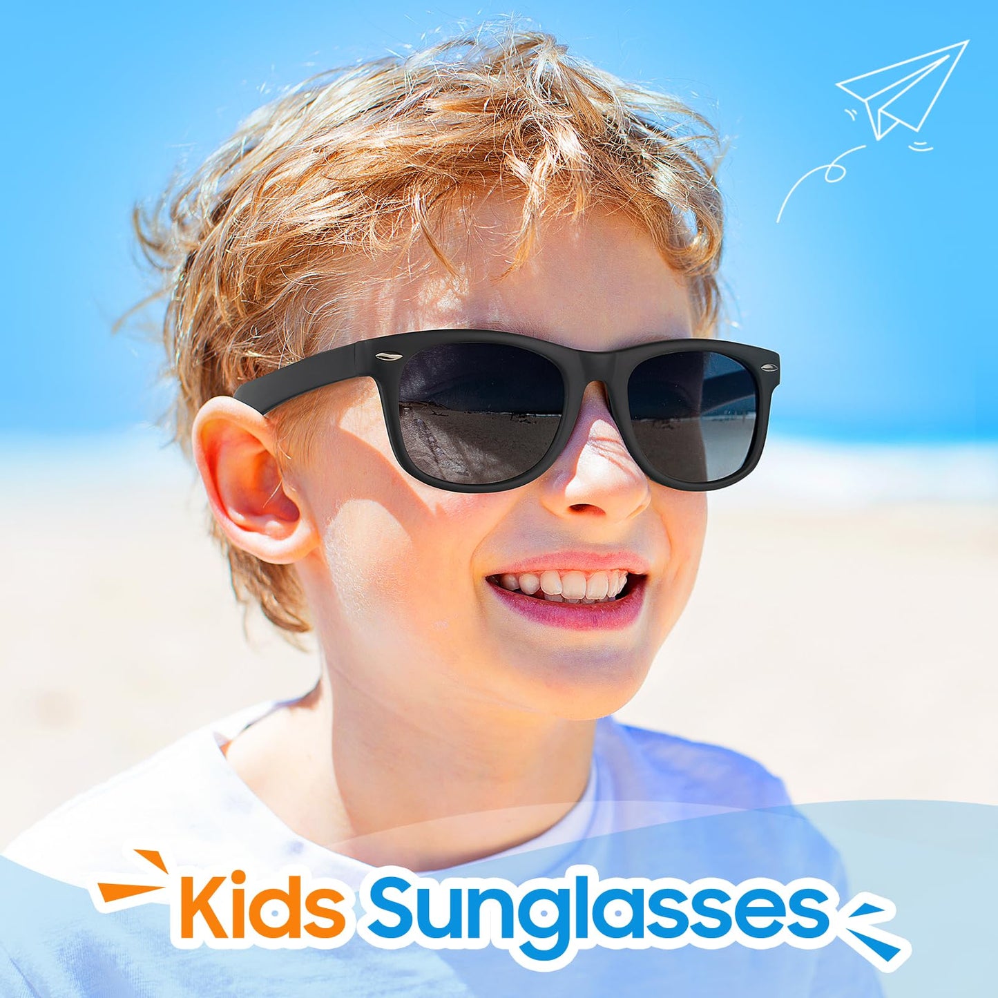 Nlieanuc Children's Sunglasses 3-10 Years for Boys Girls Polarised Children's Sunglasses UV400 Protection with Rubber Frame