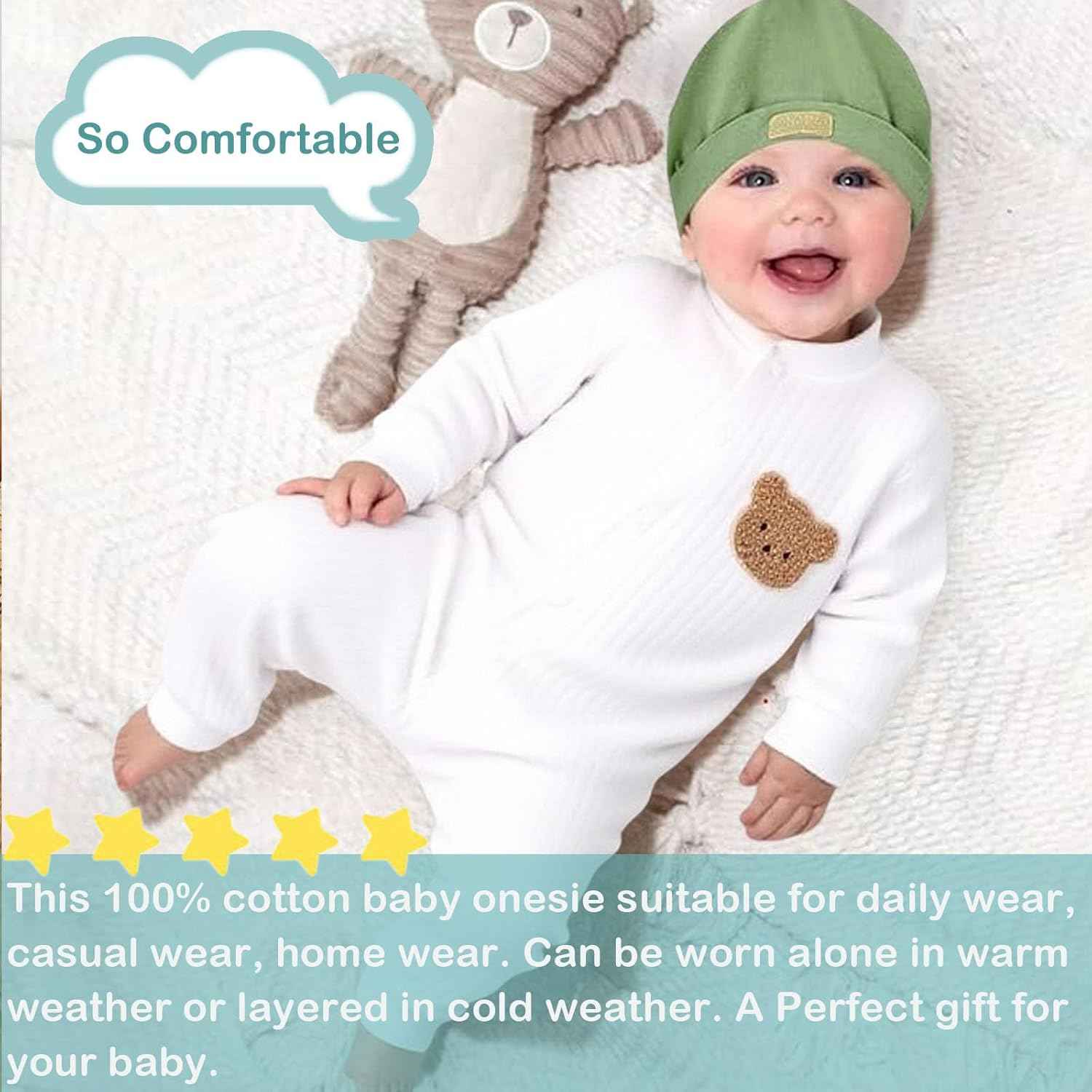 KeCool Unisex Baby Clothing Newborn 100% Cotton Soft Long Sleeve Romper Baby Bodysuits Newborn Clothes for Boys and Girls, Comfortable Baby Romper Newborn Clothing Boys Girls