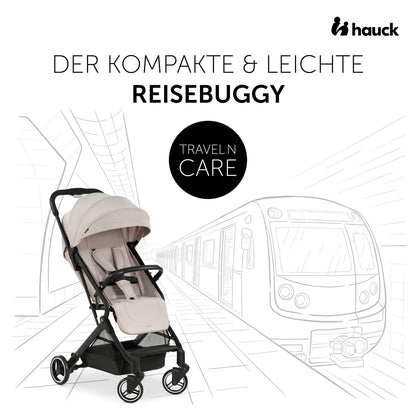 hauck Travel N Care, Dark Olive - Reise Buggy für Kinder ab Geburt bis 22 kg - mit Liegefunktion - Leicht 6,9 kg & Kompakt - Klein Zusammenklappbar - UPF 50+ - EVA Räder - Korb bis 3 kg