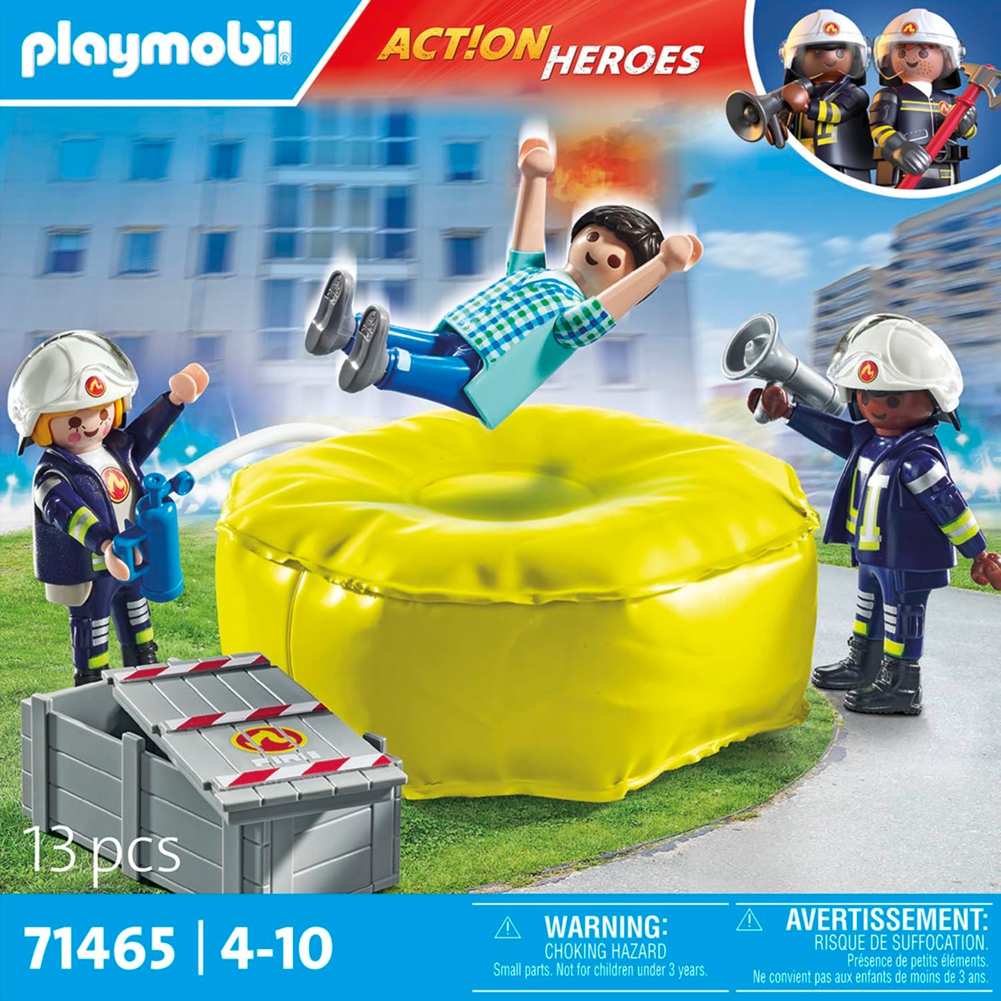 PLAYMOBIL Action Heroes 71464 Fire Boat with Aqua Scooter, Exciting Water Rescue, Includes Diving Goggles, Flippers and Life Jacket, Realistic Toy for Children from 4 Years