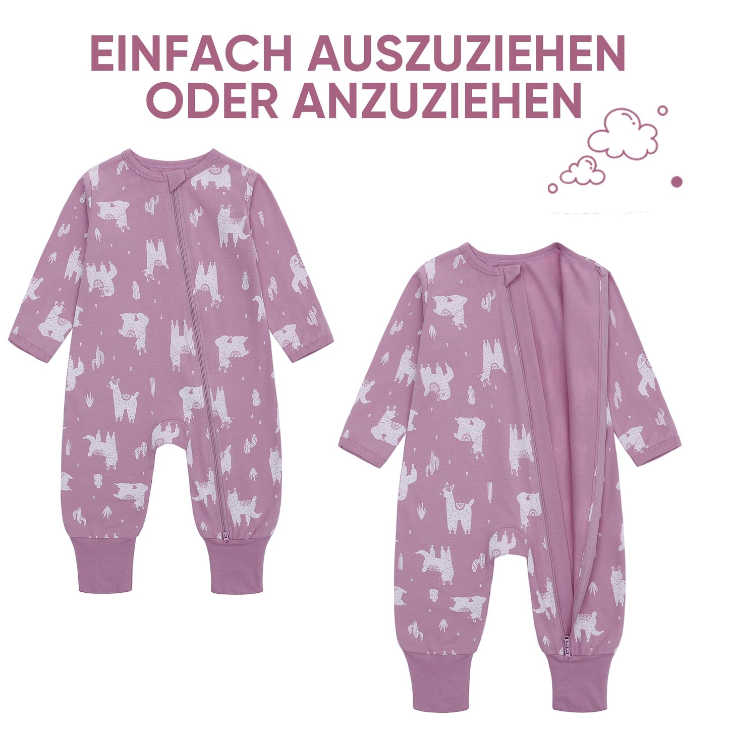 amo nenes 3er Pack Baby Strampler Neugeborene 0.5 Tog mit Füßen und Ärmel 100% Baumwolle Atmungsaktiv Baby Jungen Mädchen Overall, Baby Kleidung Langärmelige, 0-24 Monate