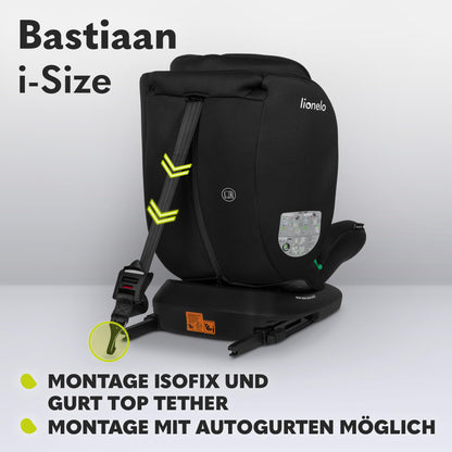 LIONELO Bastiaan i-Size One 360o drehbarer Autositz für Kinder von 40-150 cm, Montage in Fahrtrichtung und entgegen der Fahrtrichtung möglich, ISOFIX Pas TopTether Einstellbare Rückenlehne