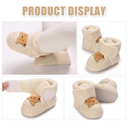 Tolaler Baby Newborn Fleece Booties Unisex, Thickened Lining, Warm Baby Winter Shoes, Adjustable Non-Slip with Soft Sole, Baby Booties/Everyday Wear (0–18 Months)