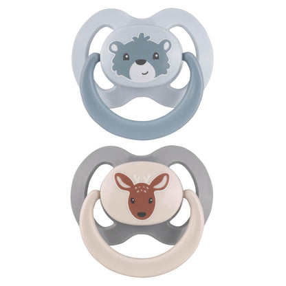 babynova Silikon Schnuller 2er-Set mit Sterilisationsbox - Schnuller Größe 1, 0-6 Monate - kiefergerechter Nuckel – BPA-frei – Made in Germany - Elefanten