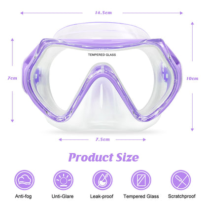 WOVOKA Taucherbrille Kinder, Schwimmbrille Kinder für 4-12 Jahre, Tauchmaske Schnorchelmaske Nasenabdeckung 180°Panorama HD Anti Nebel Anti-Leck für Jungen Mädchen Jugendliche