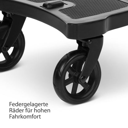 ABC Design Kiddie Ride On 2 Pedal ABC Design Wheelie Board Black Universal Suitable for Standard Pushchairs and Buggies Roller Board for Buggies up to 20 kg