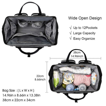 Wickeltasche mit wasserdicher Wickelunterlage und 2 Kinderwagen Haken verstellbare Schultergurt multifunktionale Umhängetasche Reisetasche für Unterwegs