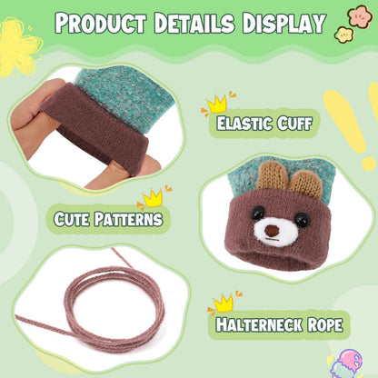 Becellen Fäustlinge Baby, Warme Weiche Kleinkind Strickhandschuhe mit Schlüsselband Niedliche Cartoon-Musterdesign Fäustlinge Baby Doppelt Winter Handschuhe für 0-3 Jahre Jungen Mädchen