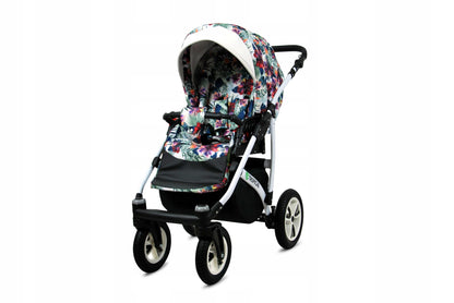 BabyLux® Bambimo Pushchair Set 3 in 1 - Tropical - incl. Baby Carrycot, Buggy Sports Seat, Car Seat - Pram Set - Combination Pram with Changing Bag, Rain Cover etc.