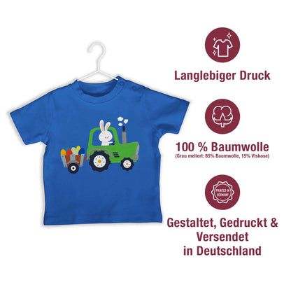 Baby T-Shirt Mädchen Jungen - Ostergeschenke Ostern Traktor Hase Ostereier Monate Royalblau Hasen Shirt BZ02