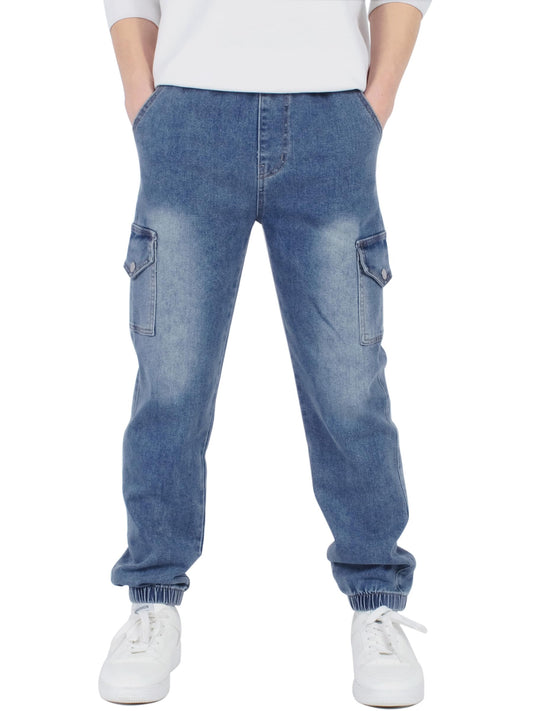 CAMLAKEE kids boys cargo pants jogger pants with elastic waistband 