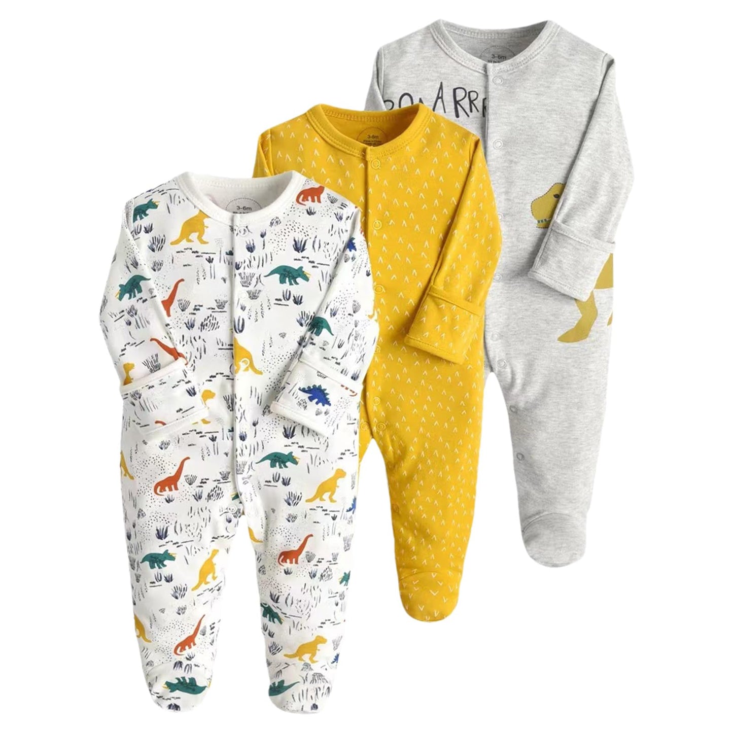 amropi Baby Mädchen Schlafstrampler 3er Pack Jungen Pyjamas Baumwolle Overalls Strampler für 0-12 Monate
