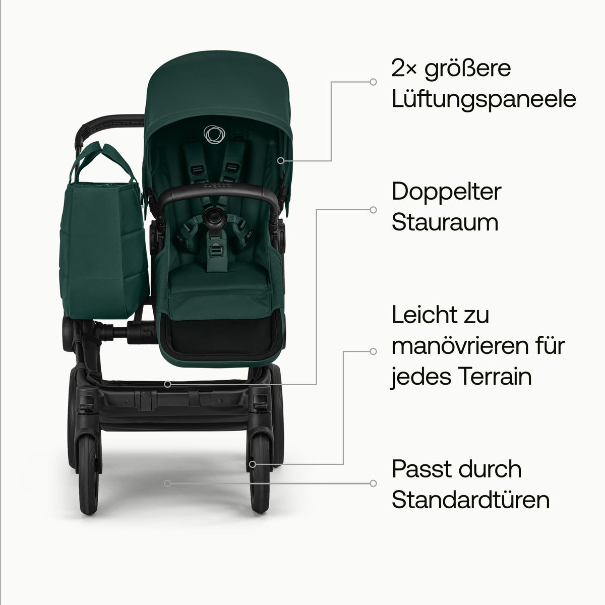 Bugaboo Donkey 6 Single, 2-in-1-Kinderwagen, für Neugeborene & Kleinkinder | umbaubar zum Doppel- und Zwillingskinderwagen, doppelter Stauraum und komfortable Einhand-Lenkung, Heritage Black Meloni2